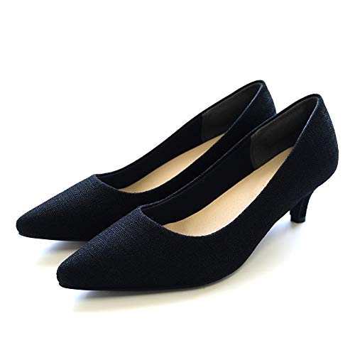 [アミアミ] 累計16万4019足突破 走れるパンプス 5cmヒール パンプス レディース 歩きやすい 痛くない CX2500(35(22.5cm～23.0cm), ブラック(ヘンプ))